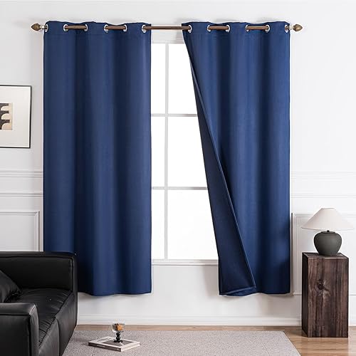 Miniatura 11 de NANPIPER Cortinas 100% opacas para dormitorio de 45 pulgadas de largo, juego de 2 paneles, cortinas de tratamiento de ventanas con aislamiento