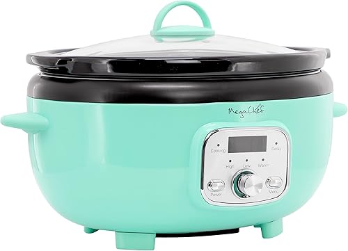 Miniatura 5 de MegaChef Olla de cocción lenta digital eléctrica ovalada de 3.7 cuartos de galón con cerámica negra, temporizador ajustable y control de