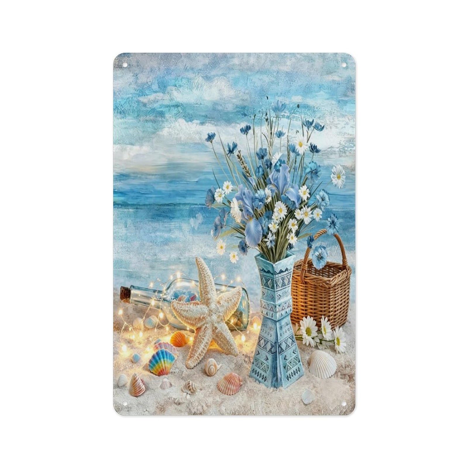 Fekiloot Style Coastal Daisy Wall Decor Metal Signs Tin Signs Poster