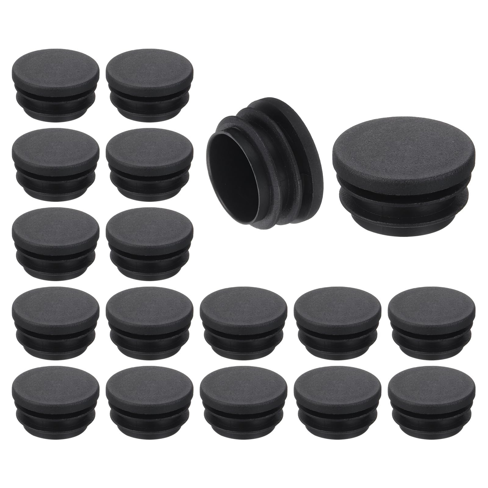 TA-VIGOR 18 Pcs Round Plastic End Caps 38mm(1.5 Inch), Black PE Pipe Plug Inserts for Chair Table Furniture Legs, Glide Floor Protector Tube Caps for Bench Stool Frame, Tubing Pipe End Covers