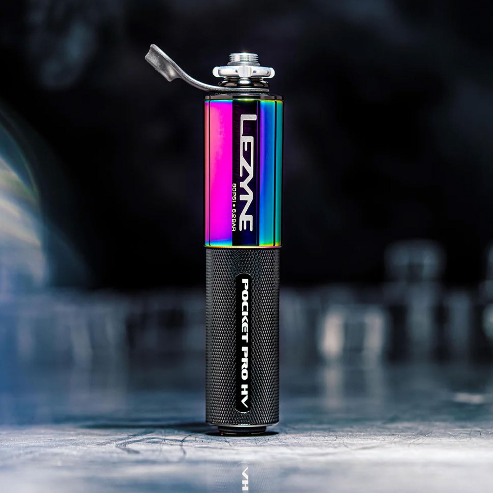 Lezyne Pocket Drive Pro HV Mini Pump - Aluminium, 90psi, Presta/Schrader, with Mount, Neo/Black