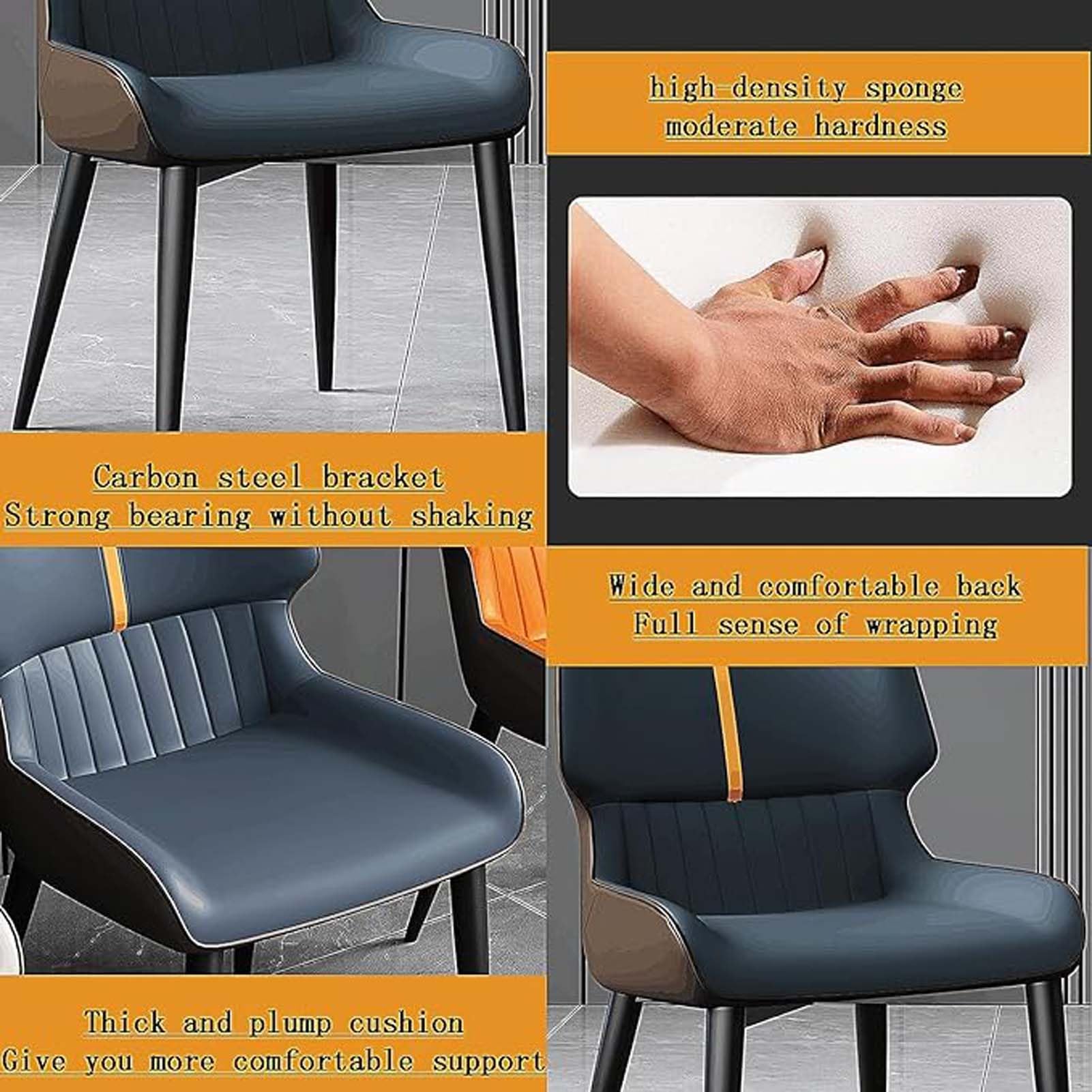 Juego de 2 sillas de Comedor ergonómicas Modernas de Cuero: Elegantes Muebles para el hogar y el Hotel con Patas de Acero al Carbono, Sala de Estar, salón, recepción y mostrad