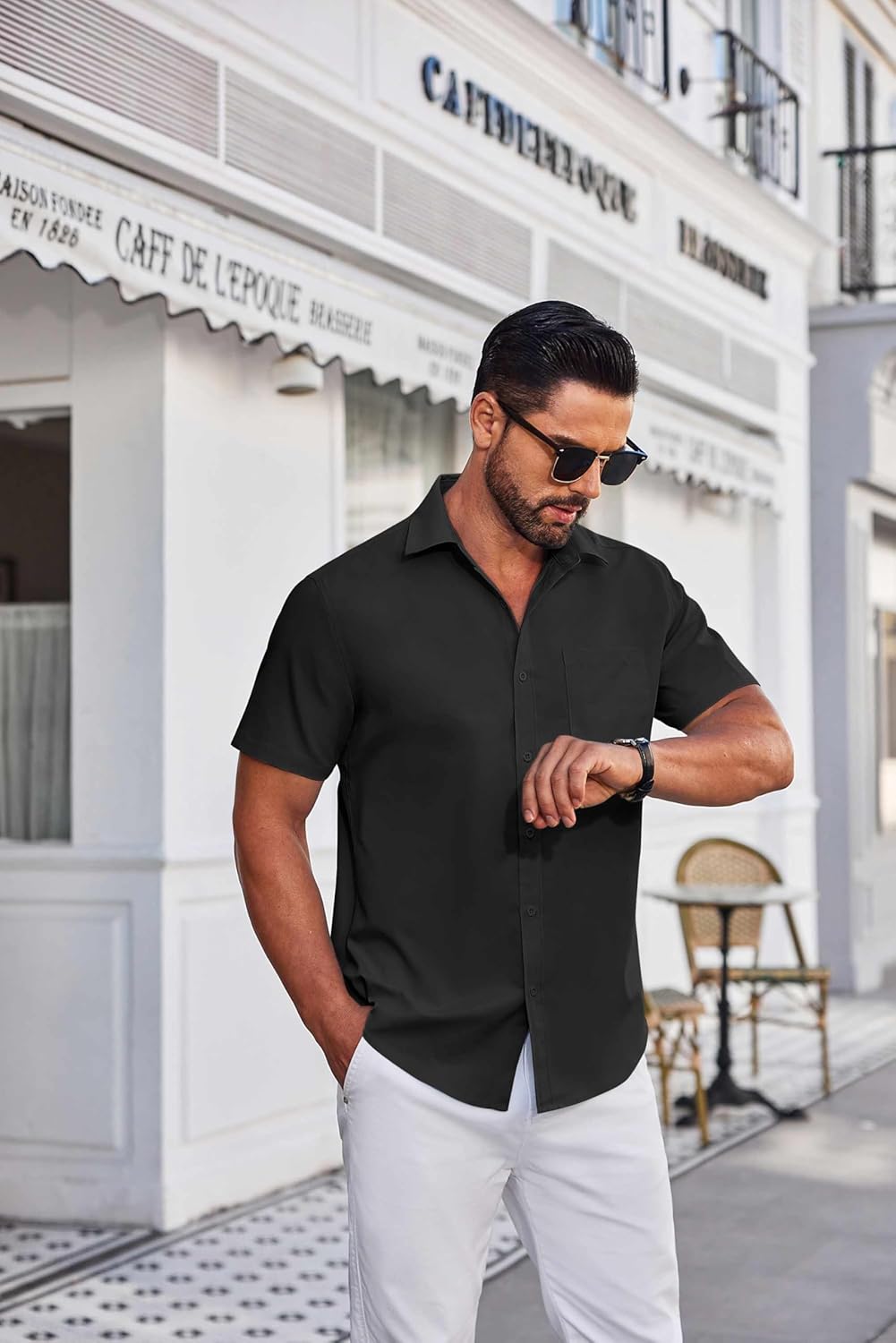 COOFANDY Mens Short Sleeve Dress Shirts Wrinkle Free Business Casual Button Down Shirt with Pocket - Image 3