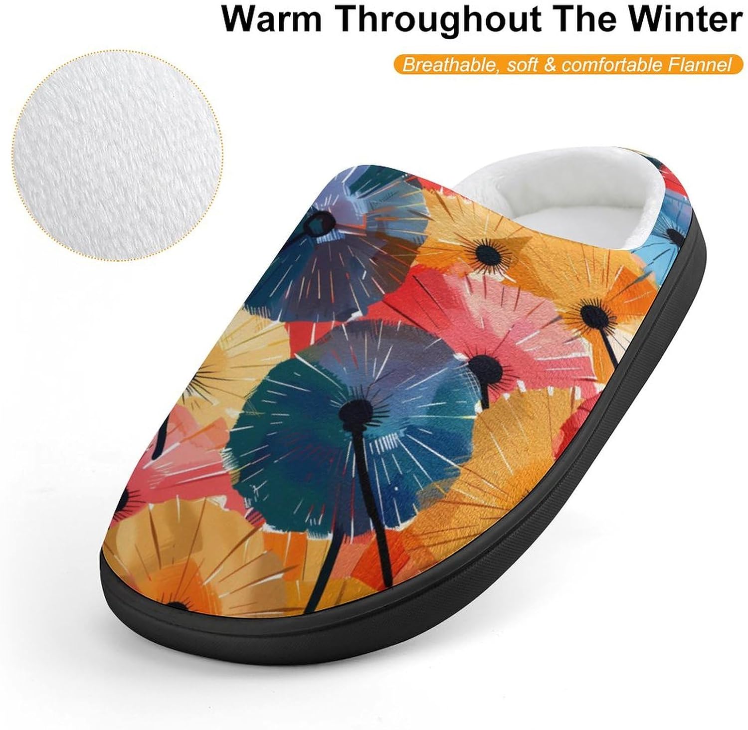 Colorful Umbrellas Cute Cotton Slippers Anti-slip House Shoe Slipper Indoor Outdoor