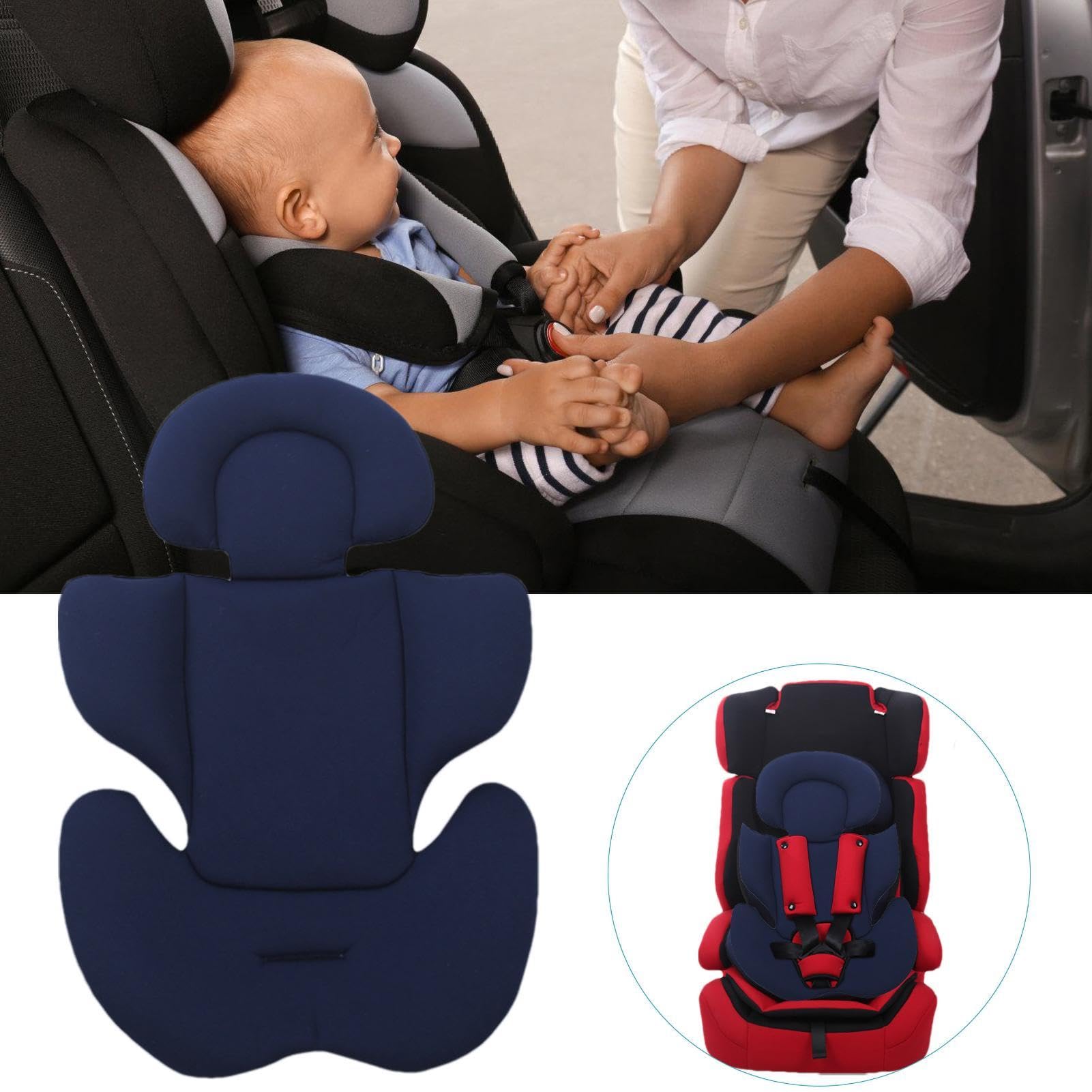 Reductor de asiento de coche de bebé, cojín de inserción de asiento de coche de bebé, almohadilla de apoyo corporal 2 en 1, reductor de asiento de bebé suave, acolchado de doble cara, para cochecitos