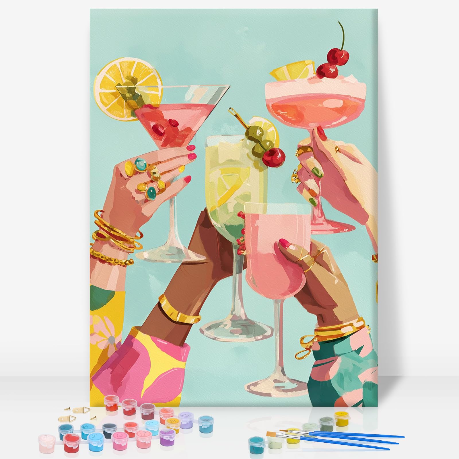 Geeheiy Trtdopf1p205 Paint By Numbers For Adults With Frame, Cocktail Painting Kit, 8X12 Inch