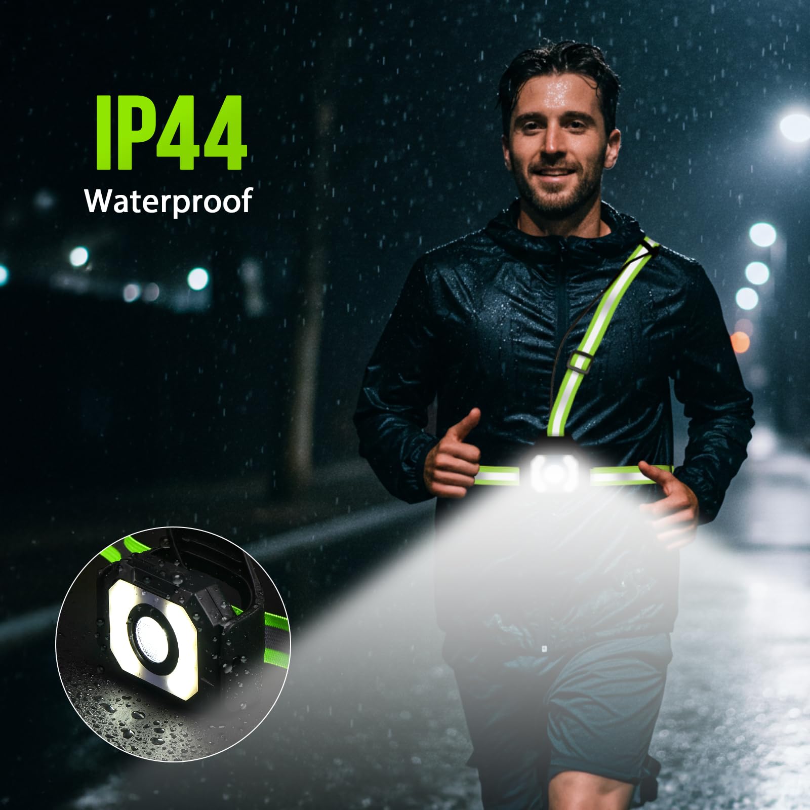 Luce da Corsa Ricaricabile Tramite USB, 5 Modalità Luce Running, Impermeabile, Dimmerabile a 90°, 500 Lumen, Ricaricabile Tramite USB, Ideale per Corsa, Camminata e Sport All'aria Aperta