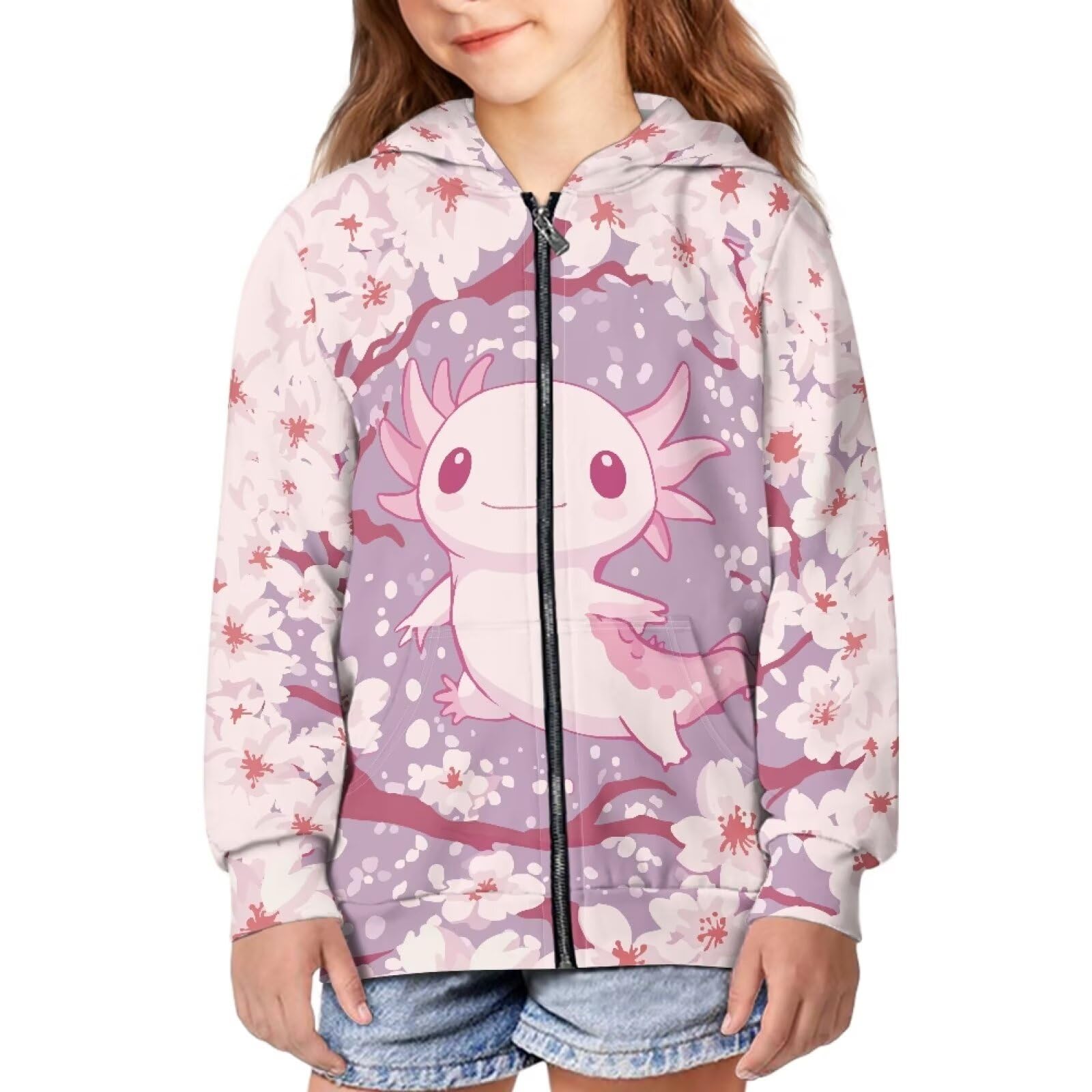 Unisex Zipper Sweatshirt Boys Girls Hooded with 2 Pocket Pullover Hoodies for 6-16Y Kids
