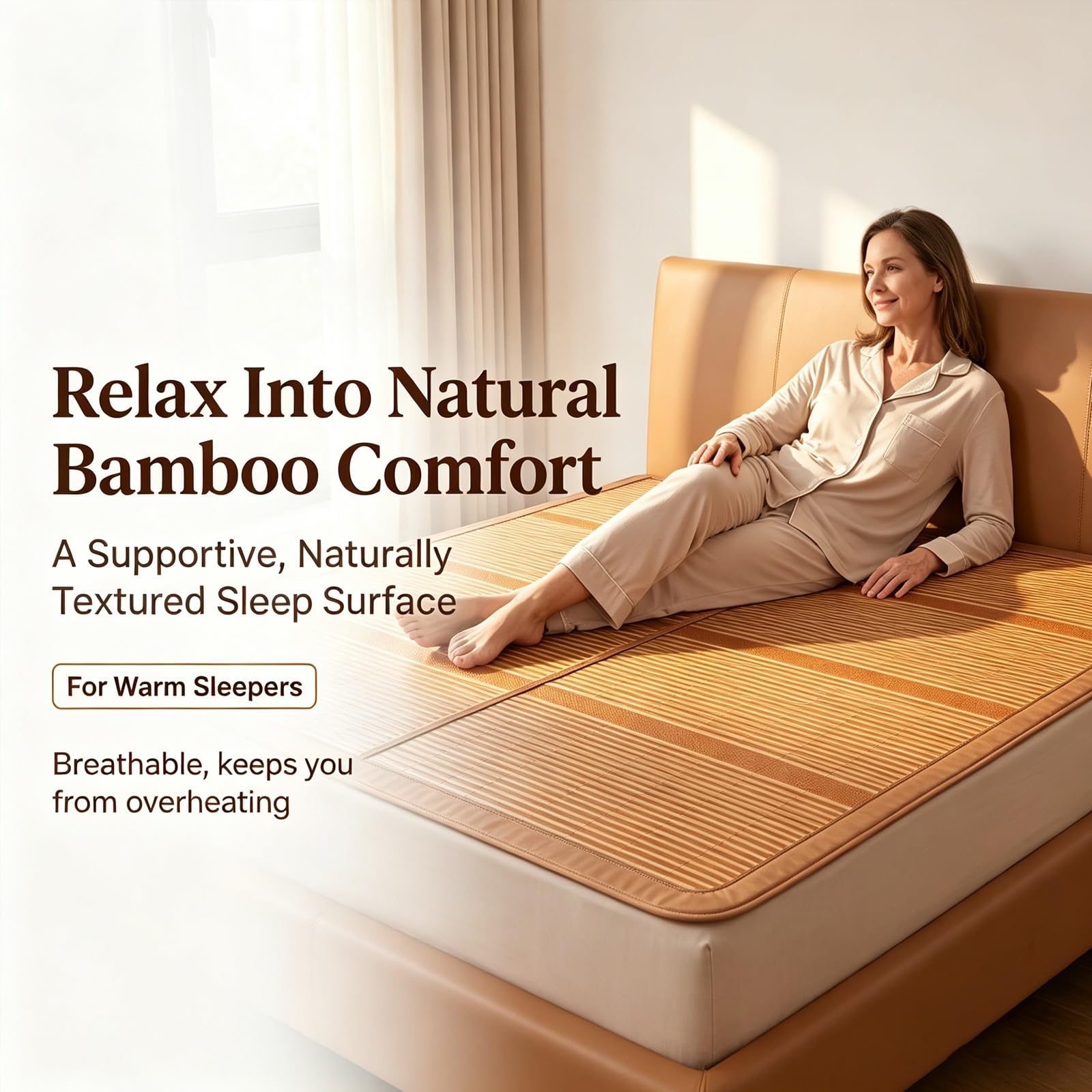 Sommer-schlafmatten Bambus, Faltbare Bambu Kühlmatte, Matte für Sommerbett