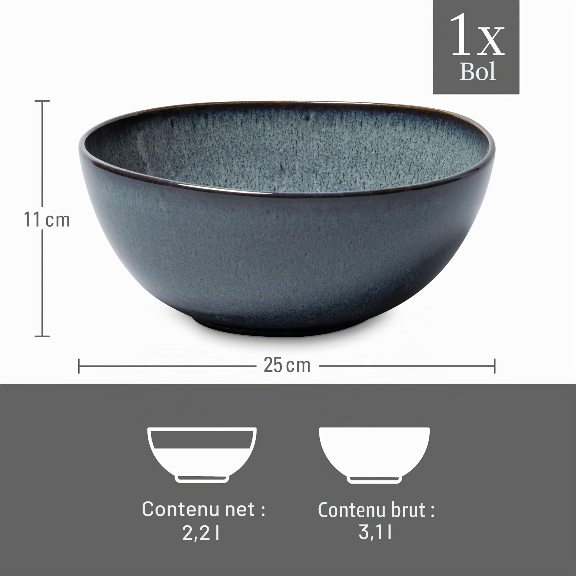 like. by Villeroy & Boch Lave gris saladier 25,5 x 25,5 x 10,5 cm