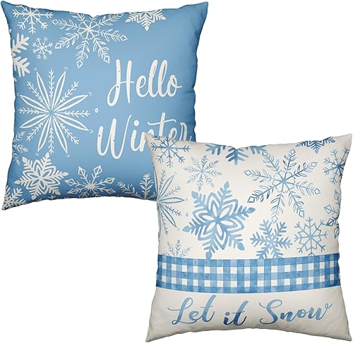 Miniatura 68 de Fundas de Almohada Decorativas de Invierno Navidad Renos Pino Pájaros Cardinales País de las Maravillas Bosque Funda de Almohada 18x18 Juego de 2