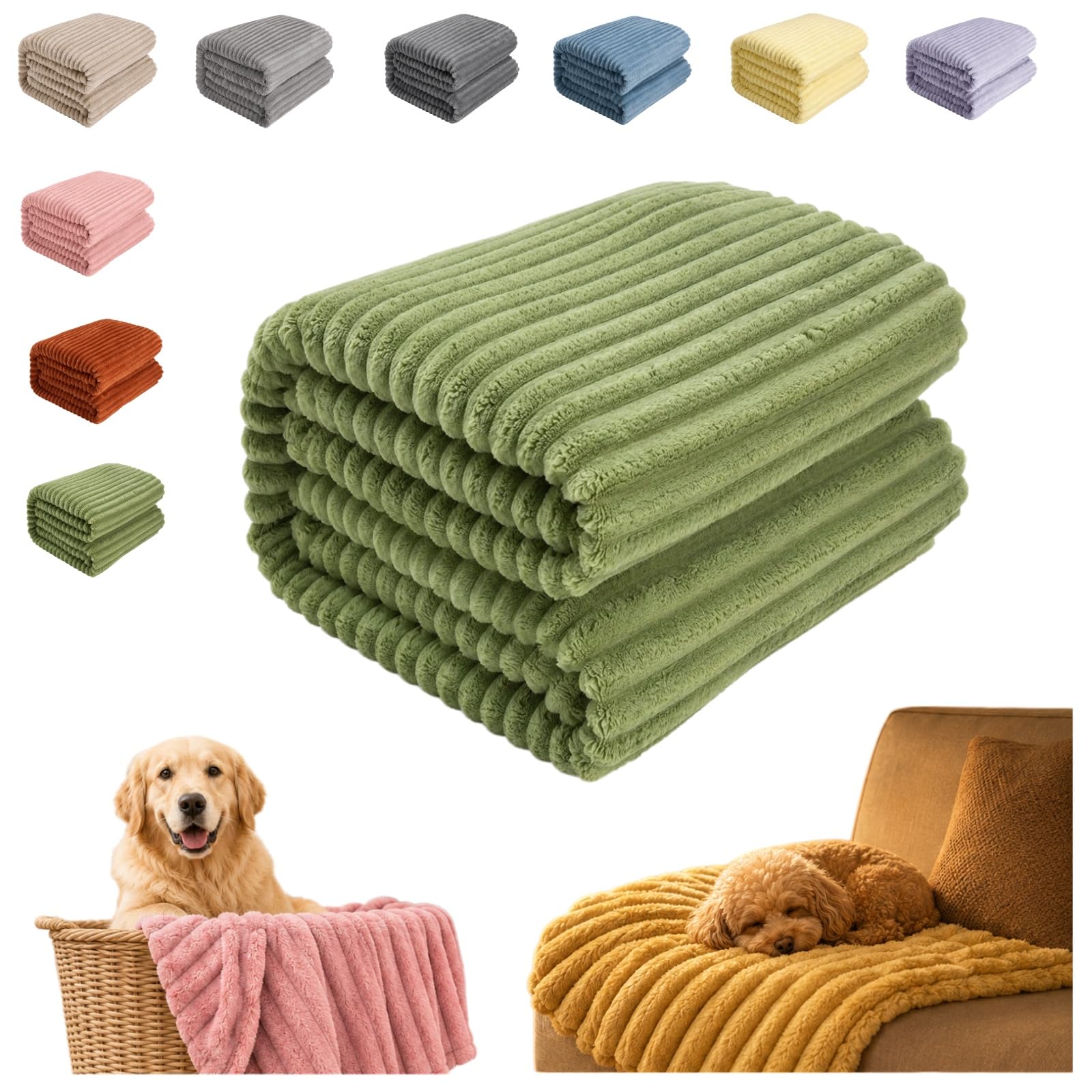 DzaiCrkwd Emotional Support Blanket Yellow for Dogs, Furniture Protection Layer, Soft Rabbit Fleece Material,Designed for Pets for Kennel, Sofa, Bed and Car Seat (Fruit Green, M)