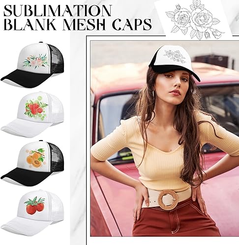 Miniatura 6 de Vabean Paquete de 24 gorras de béisbol unisex para sublimación en blanco para impresión de sublimación de bordado