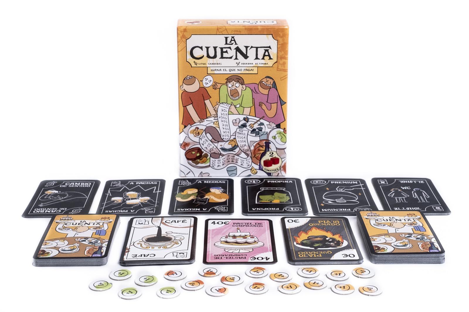 2Tomatoes Games | La Cuenta | Juego de Cartas de Tapas y Risas | Partidas Rápidas 10-20 min | ¿Quién se quedará sin dinero? | 3-8 Jugadores | Multilingüe