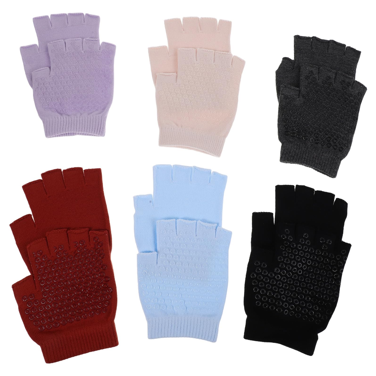 TOYANDONA 6 Paia Guanti da Yoga Aeree Mezze Dita Antiscivolo per Donna e Uomo Guanti Fitness Traspiranti con Presa Migliorata da Allenamento Multifunzione per Pilates Ciclismo e Palestra