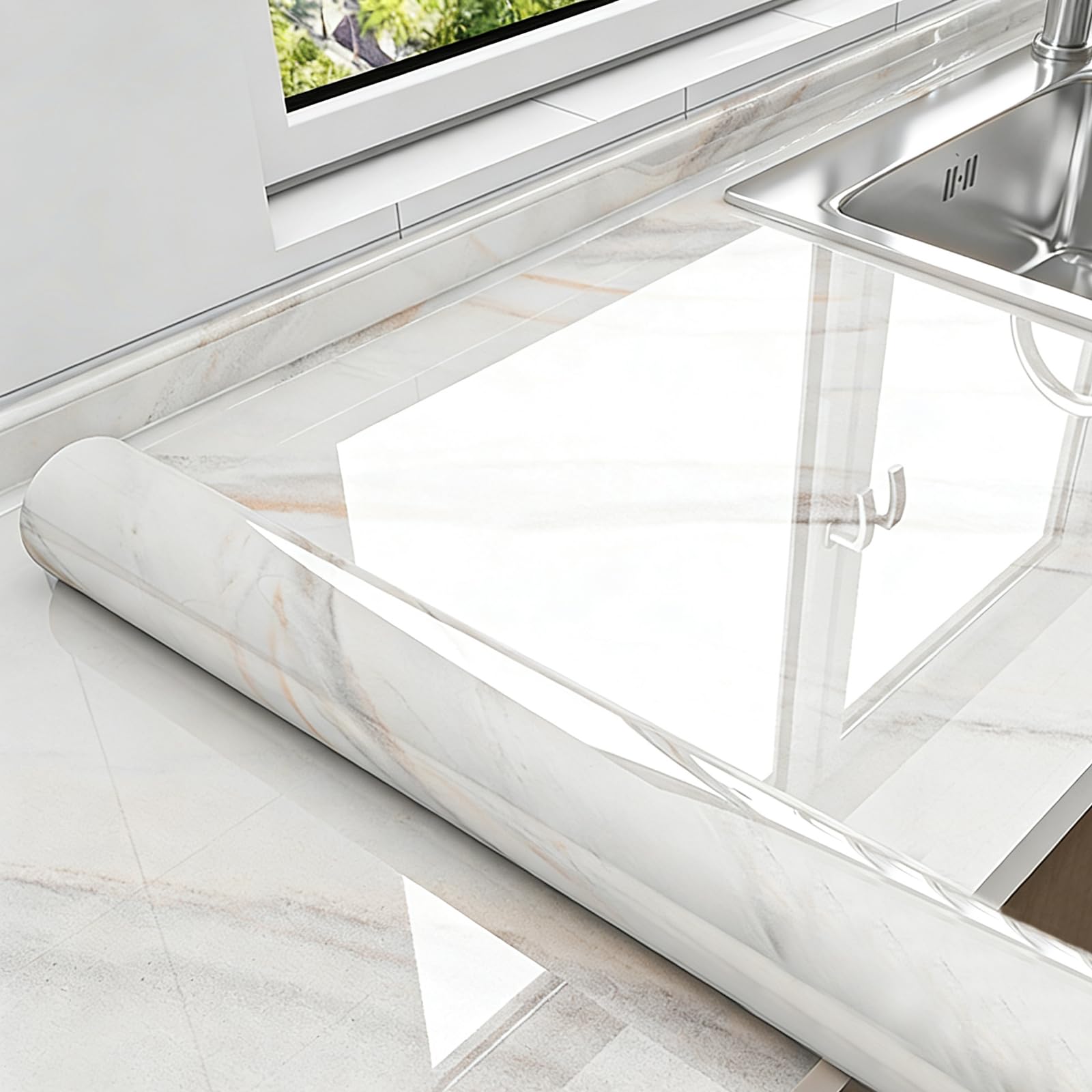 Foelanne Style F Back Self Adhesive Wallpaper, Marble Self Adhesive Contact Paper Multicolor Multiple Sizes(,60Cm*10M)