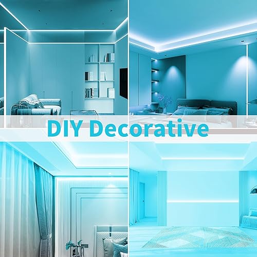 Miniatura 5 de OUEVA Tira de luces LED de neón, luces LED de 16.4 pies para dormitorio, tira de neón de silicona de 12 V, impermeable, flexible, cuerda de luz de