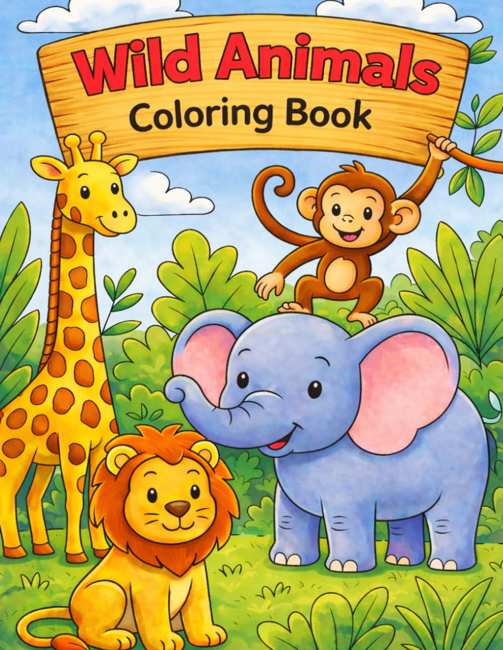 Wild Animals Coloring Book: Fun and Easy Coloring Book for Kids
