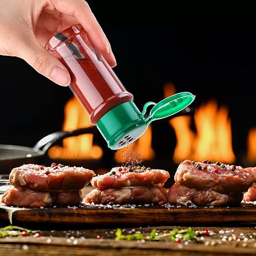 Miniatura 6 de 100 botellas de plástico para especias, frascos de condimentos, botellas de especias, frascos de plástico para especias de 3.3 onzas, coctelera de