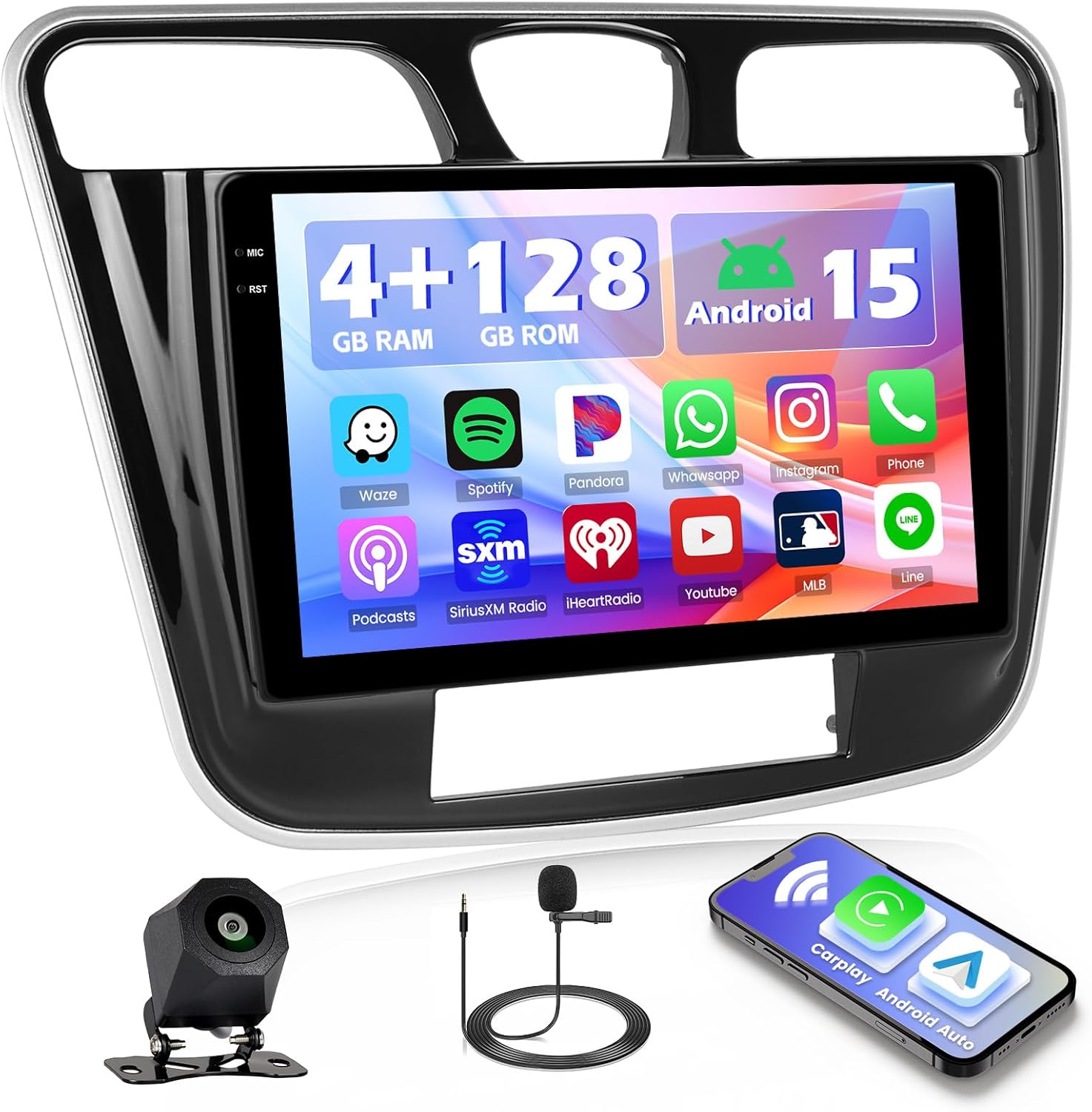 【4+128G】 Hikity for Chrysler 200 200C 2011 2012 2013 2014 Android Car Stereo, 9”Incell Touchscreen Radio CarPlay, Android Auto, Bluetooth, GPS Navigation, WiFi, FM, RDS + AHD Backup Camera