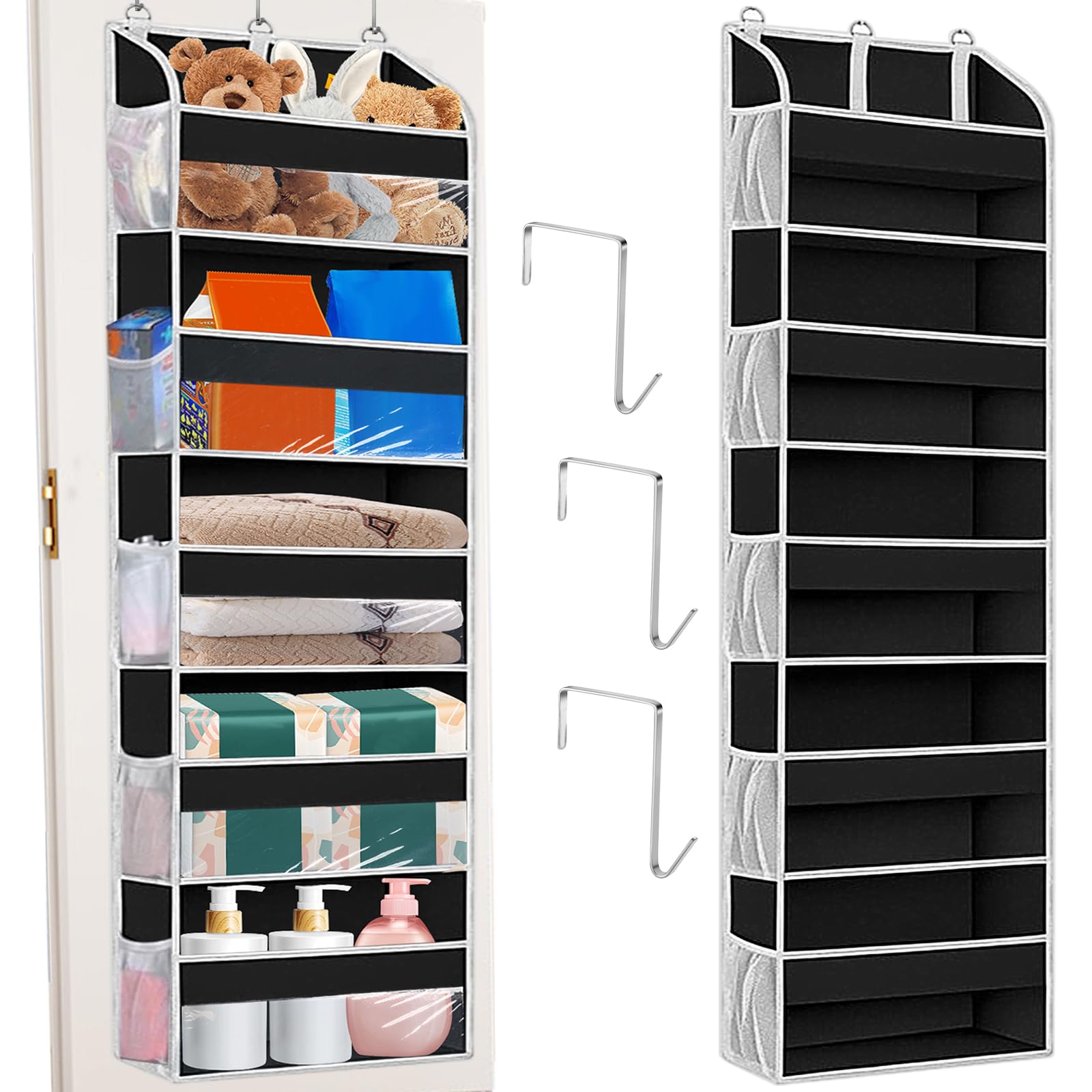 Tür Organizer Hängend,Aufbewahrung Tür Hängend,Hängeorganizer Türs mit 5 Fächern,Türs Regal Zum Einhängen,Organizer Faltbar und Platzsparend,Hängeorganizer Bad,für Schlafzimmer,Kinderzimmer（Schwarz） Küche, Haushalt & Wohnen