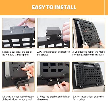 MAIKER Rear Window Molle Panel Modular Storage Panel System Rear Window Protective Decoration for 2018-2025 Jeep Wrangler JL 4 Doors, Driver side