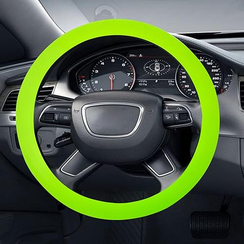 Miniatura 2 de Funda para volante, funda universal de silicona para volante de automóvil de 36 a 16.5 in, diseño antideslizante (verde)