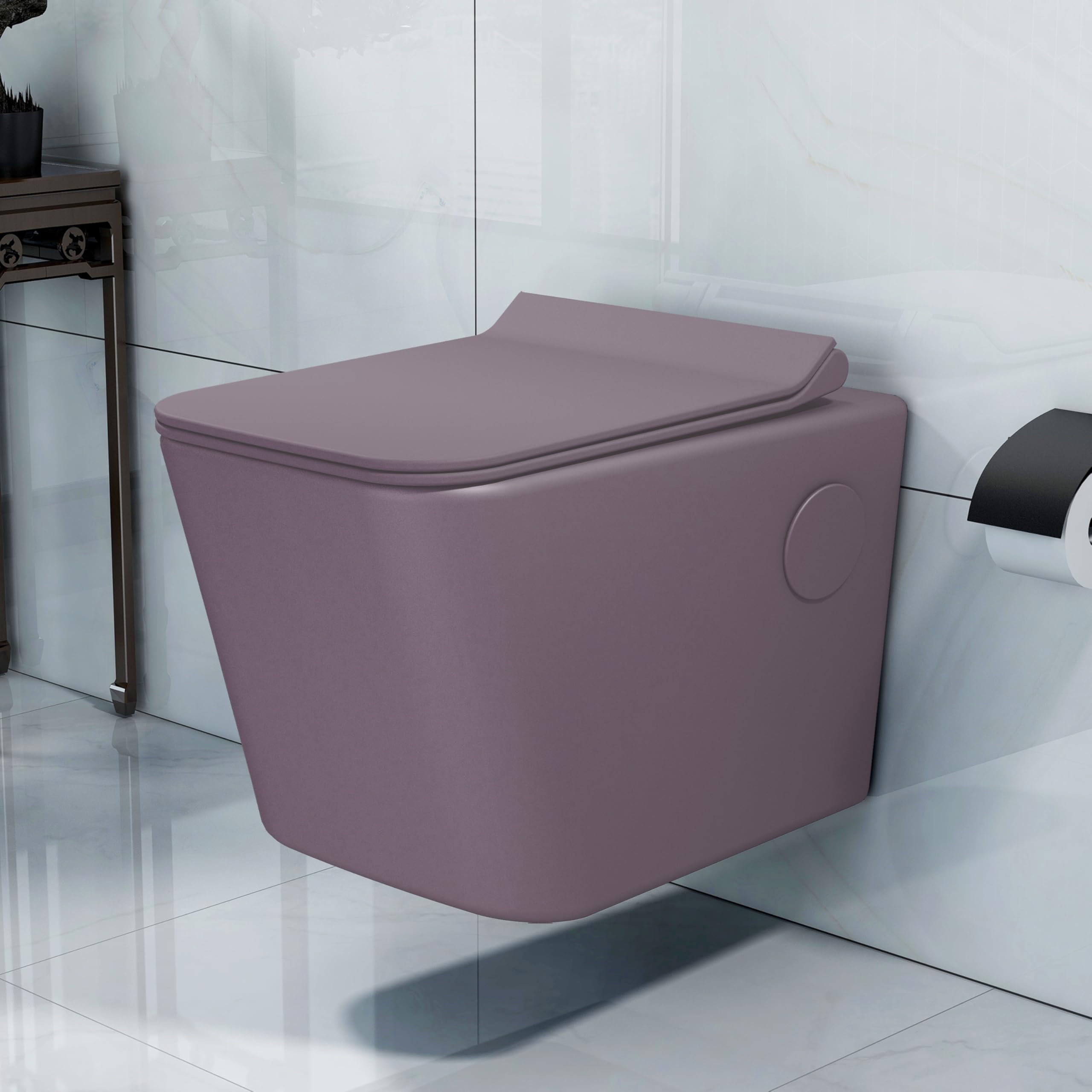 Plantex Commode for Toilet/Ceramic Rimless Western Commode/Wall Hung Commode with Soft Closing Toilet Seat - P Trap (T02, Pink) (B0CYH3JNZ9) Amazon Price History, Amazon Price Tracker
