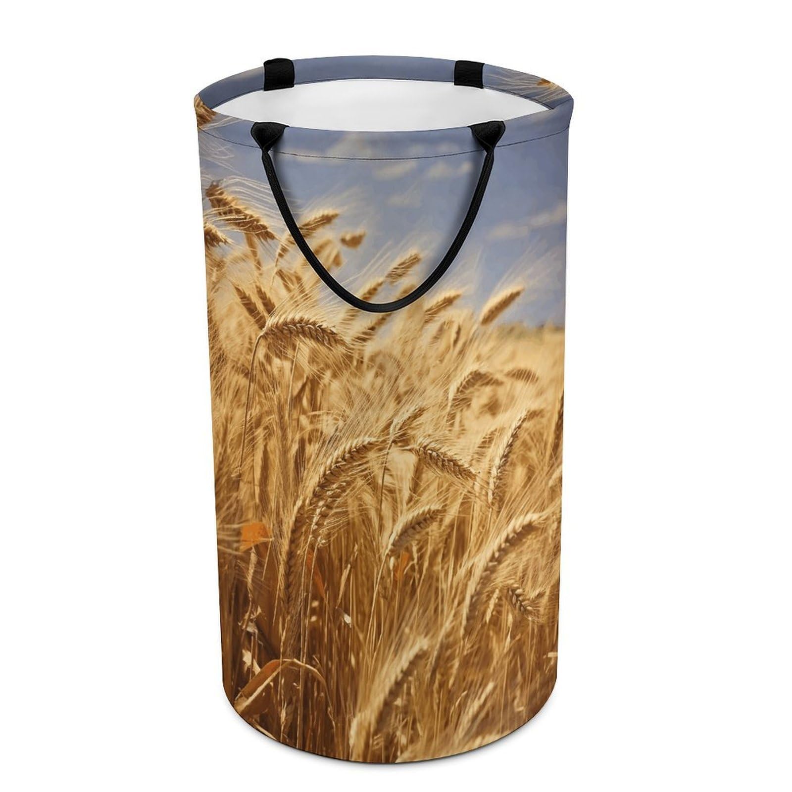 Wheat Harvest Laundry Basket Large Foldable Laundry Hamper with Handles Freestanding Collapsible Clothes Basket Waterproof Portable Dirty Clothes Hamper for Bathroom 86L