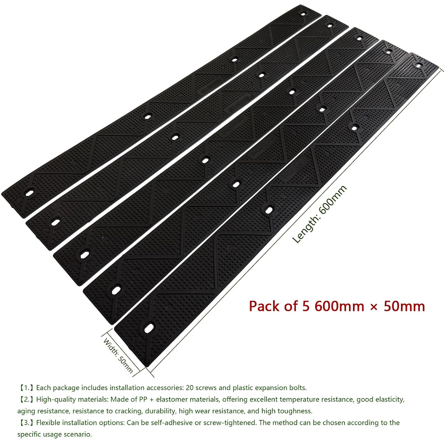Non Slip Stair Treads for Outdoor Wooden Steps Decking & Slippery Ramp | Screw Down Anti Slip Strips,Self-adhesive Grip Strips 23.62" x 2" 5 pack