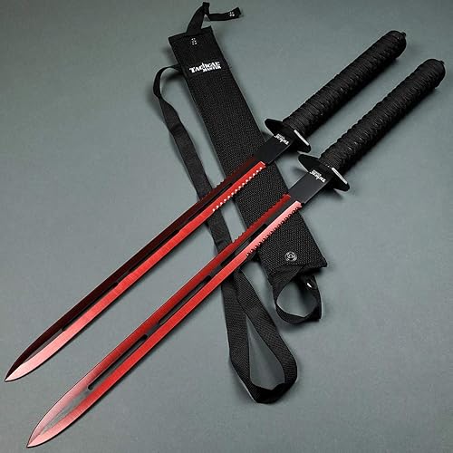 Juego de 2 piezas de 25 pulgadas, espada de machete doble, Katana, funda de nailon para colección, regalo o deportes al aire libre