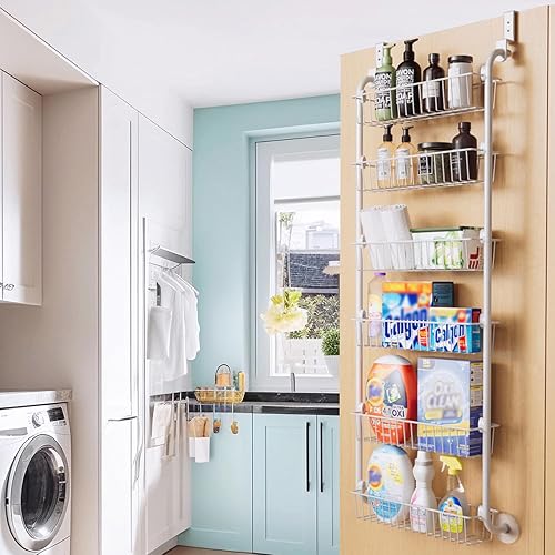 Miniatura 7 de Delamu Organizador de despensa para puerta, organizador de metal resistente sobre la puerta, organizador de puerta de despensa de 6 niveles para una