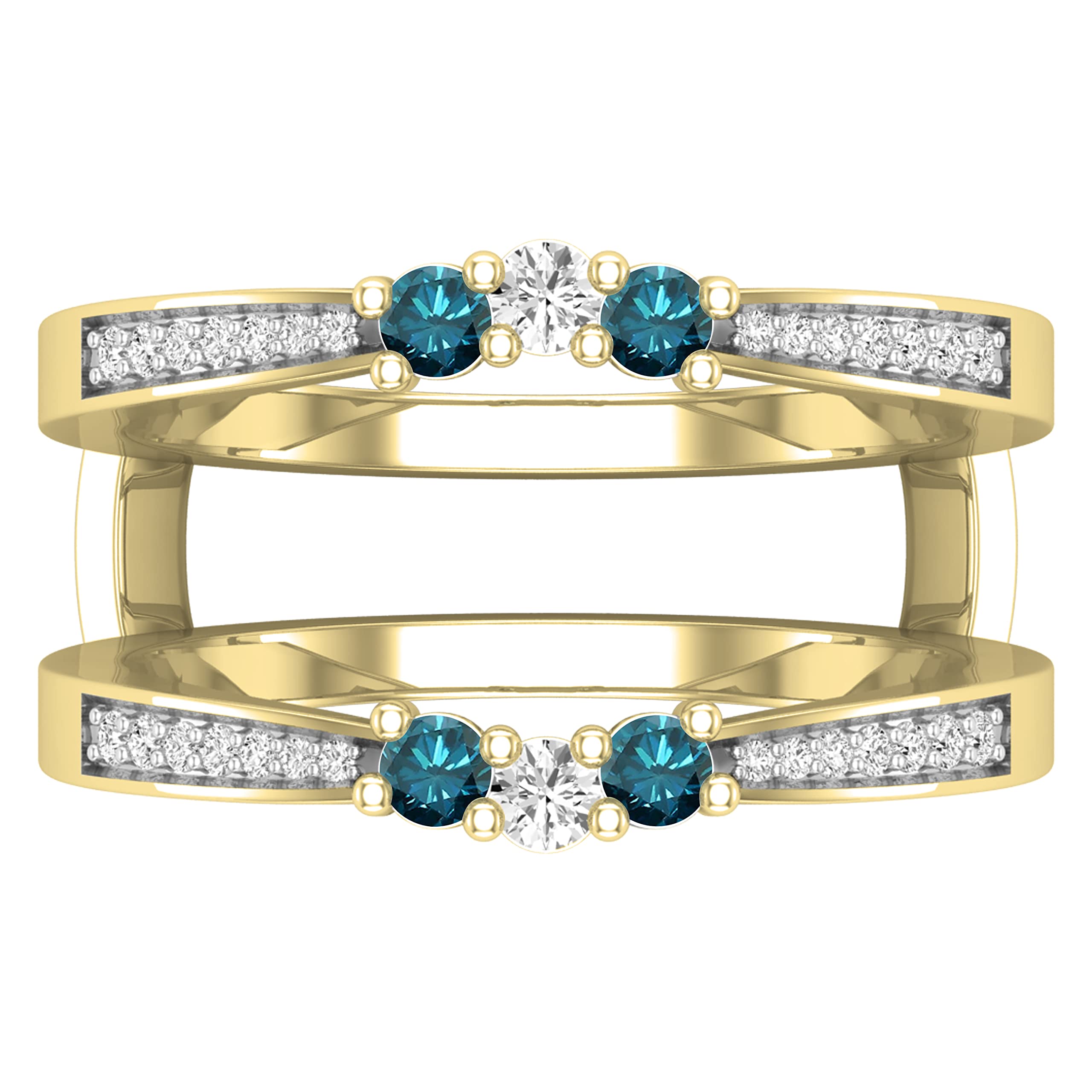 Anillo de aniversario de doble vuelta para mujer de la colección Dazzlingrock con gemas redondas y diamantes blancos en oro amarillo de 18 quilates.