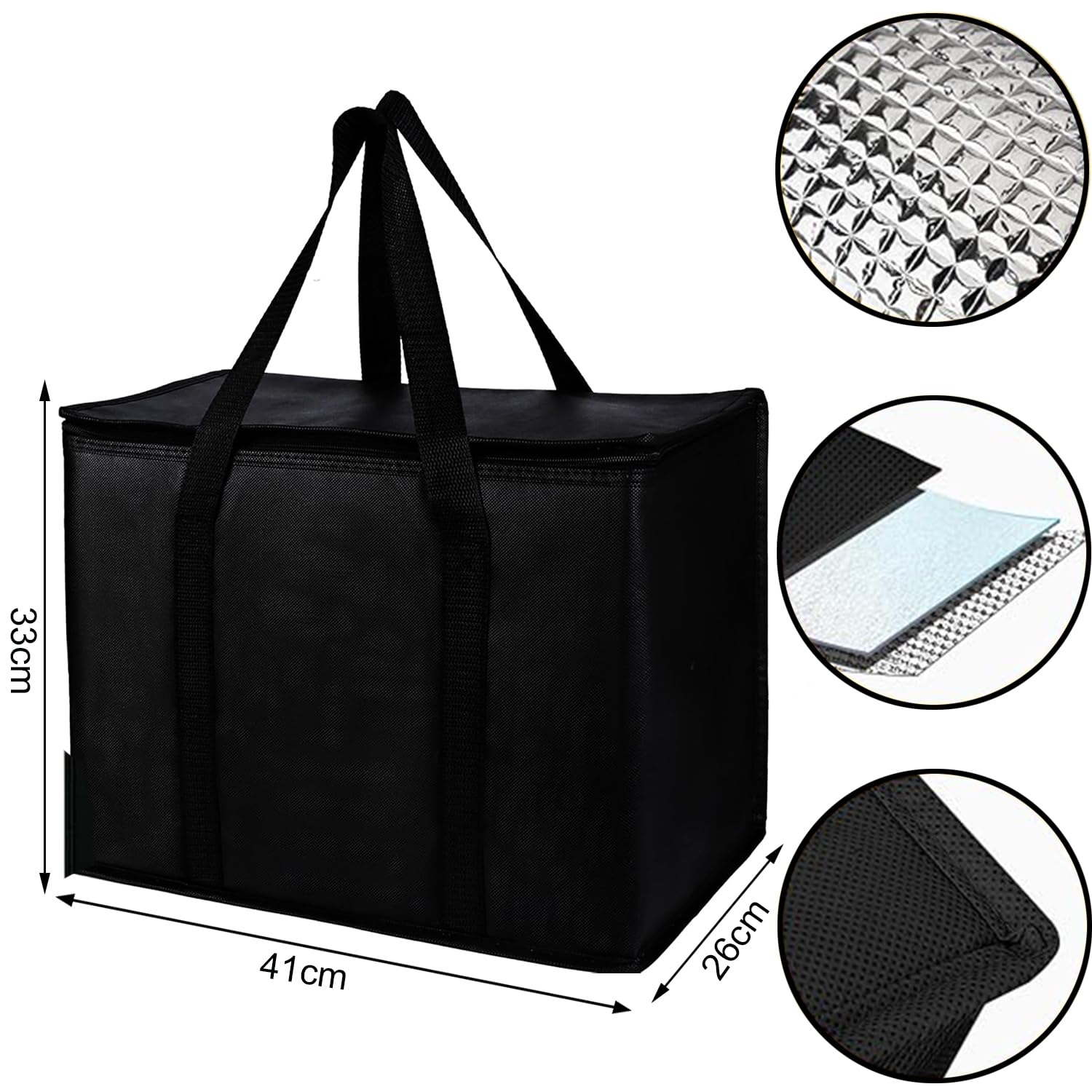 Sac isotherme pliable - 30 l - XXL - Grand panier isotherme pliable - Pour bureau, travail, extérieur, voyage - Idéal comme sac isotherme, panier à