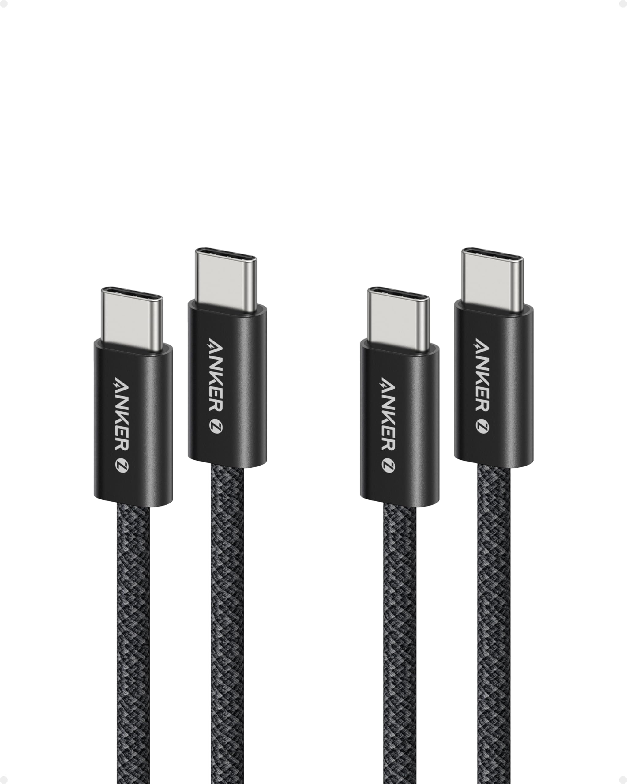 Anker Cavo da USB-C a USB-C, 240W Ricarica Rapida, 2 Pack, Cavo Intrecciato Resistente alla Sporcizia, Connettore Sottile, per iPhone 16/15 ProMax Plus, MacBook/iPad/Galaxy S24 (1m+1m, Nero)