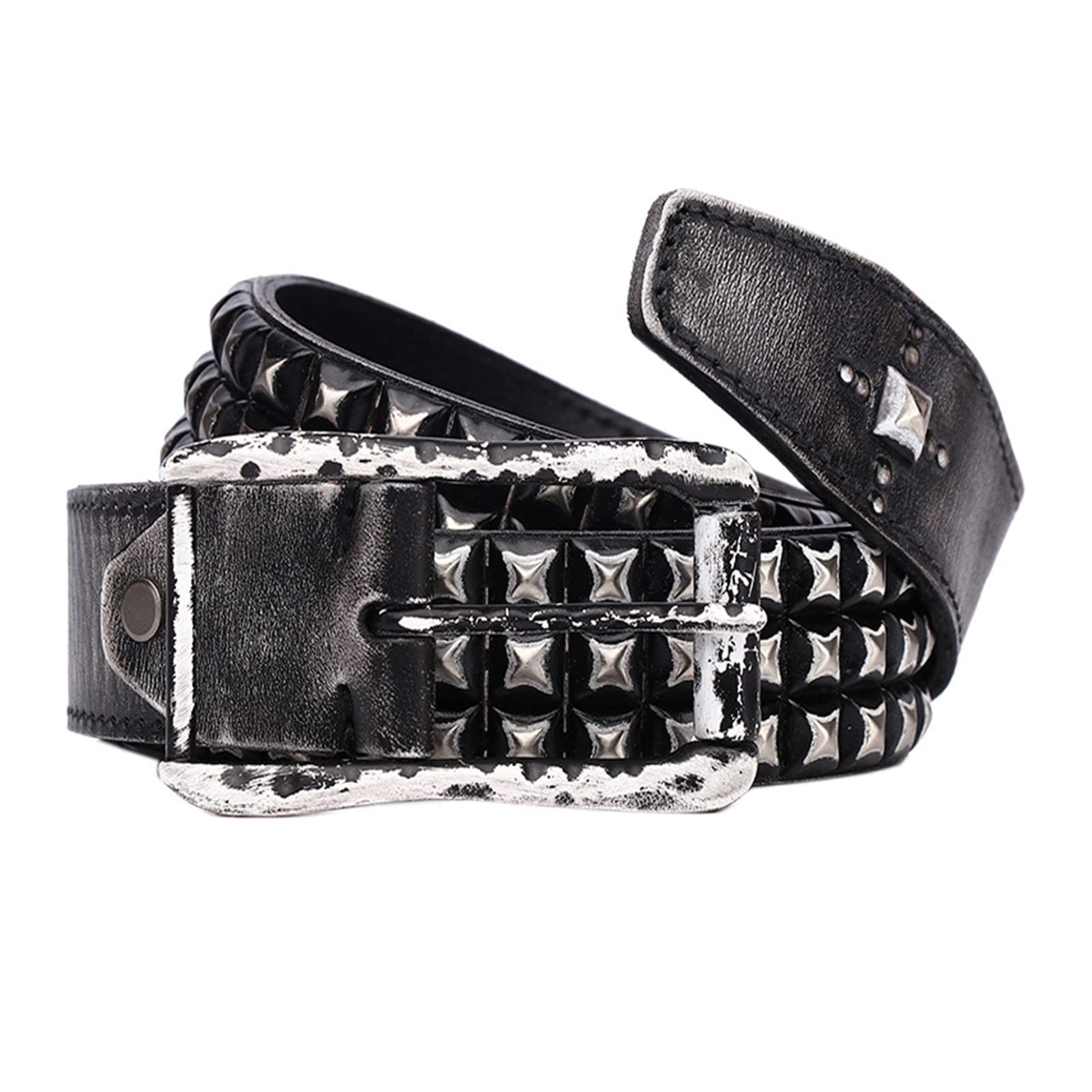 Cinture da Uomo, Cintura di Rivetti Unisex for Uomini e Donne, personalità alla Moda, Cintura in Pelle Scamosciata in Pelle Scamosciata, Cinghia Decorativa Americana