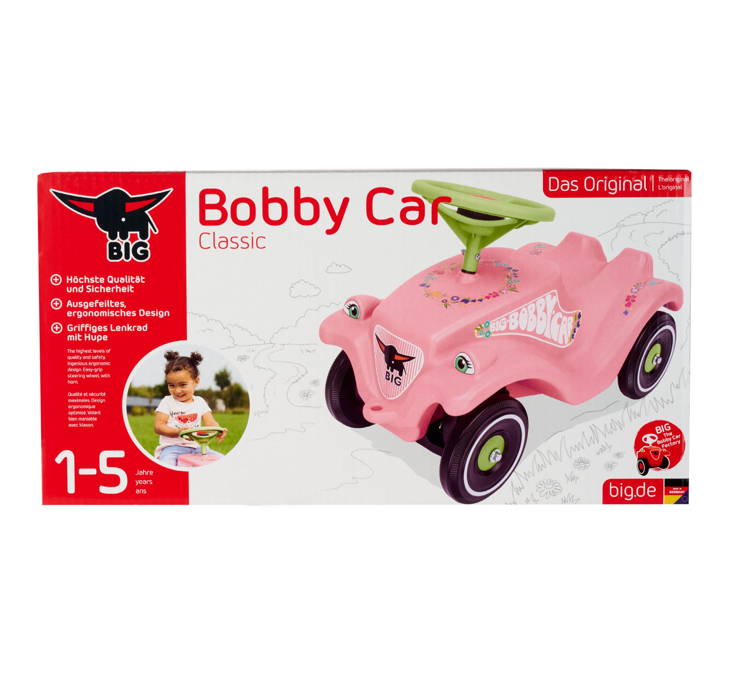 Big Classic Flower Bobby Pojazd Dziecięcy, Różowy, Od 12 Miesięcy