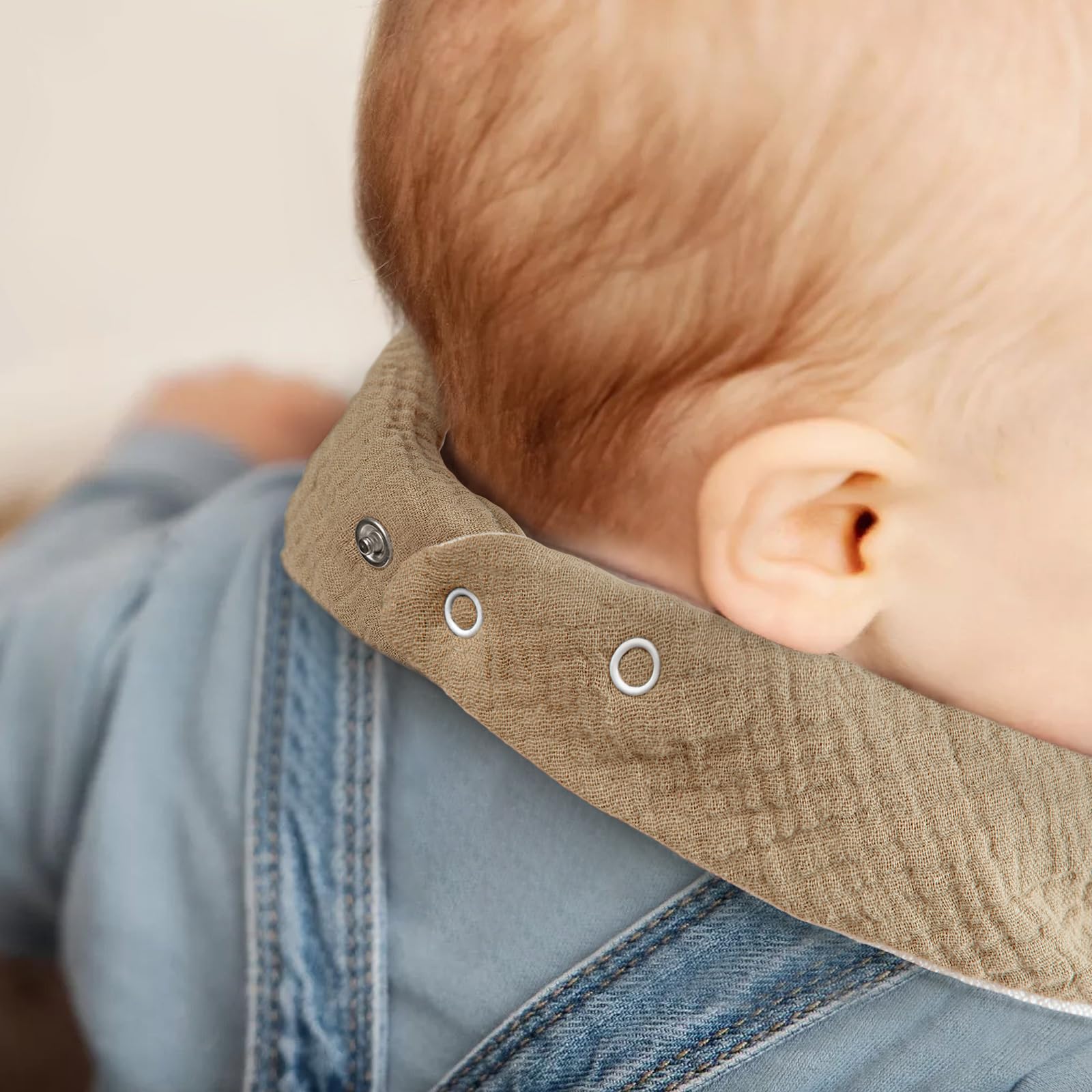 lulumoon Babero para Bebé, Muselina para Bebé,100% Algodón Transpirable pañuelo triangular para Niños y Niñas 6 Unidades