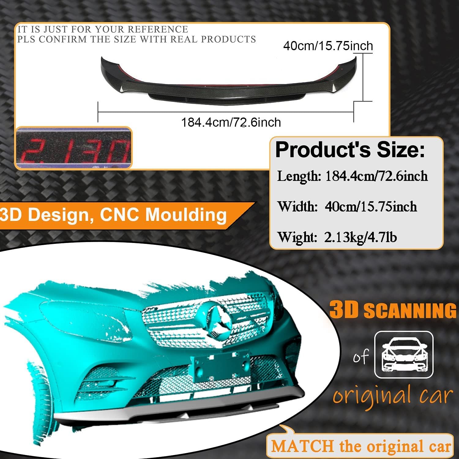 Carbon Fiber Front Bumper Lip Fits for Mercedes Benz GLC Class X253 GLC250 GlC 300 GLC350 GLC43 AMG Sport Utility 4-Door 2015-2019 Chin Spoiler Splitter Protector Factory Outlet