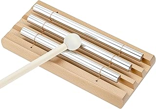 QWORK Three Tone Chime Bell with Mallet For Mindfulness Meditation, Relaxation, Stress Relief