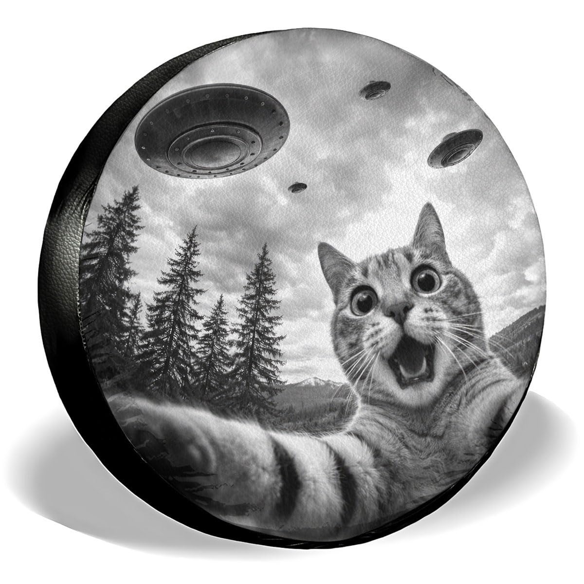 GENANY Crazy Cat Father's Day PVC Spare Tire Cover for RV Trailer, Waterproof, No Camera Hole, Size 15 Fits 27-29 Inch