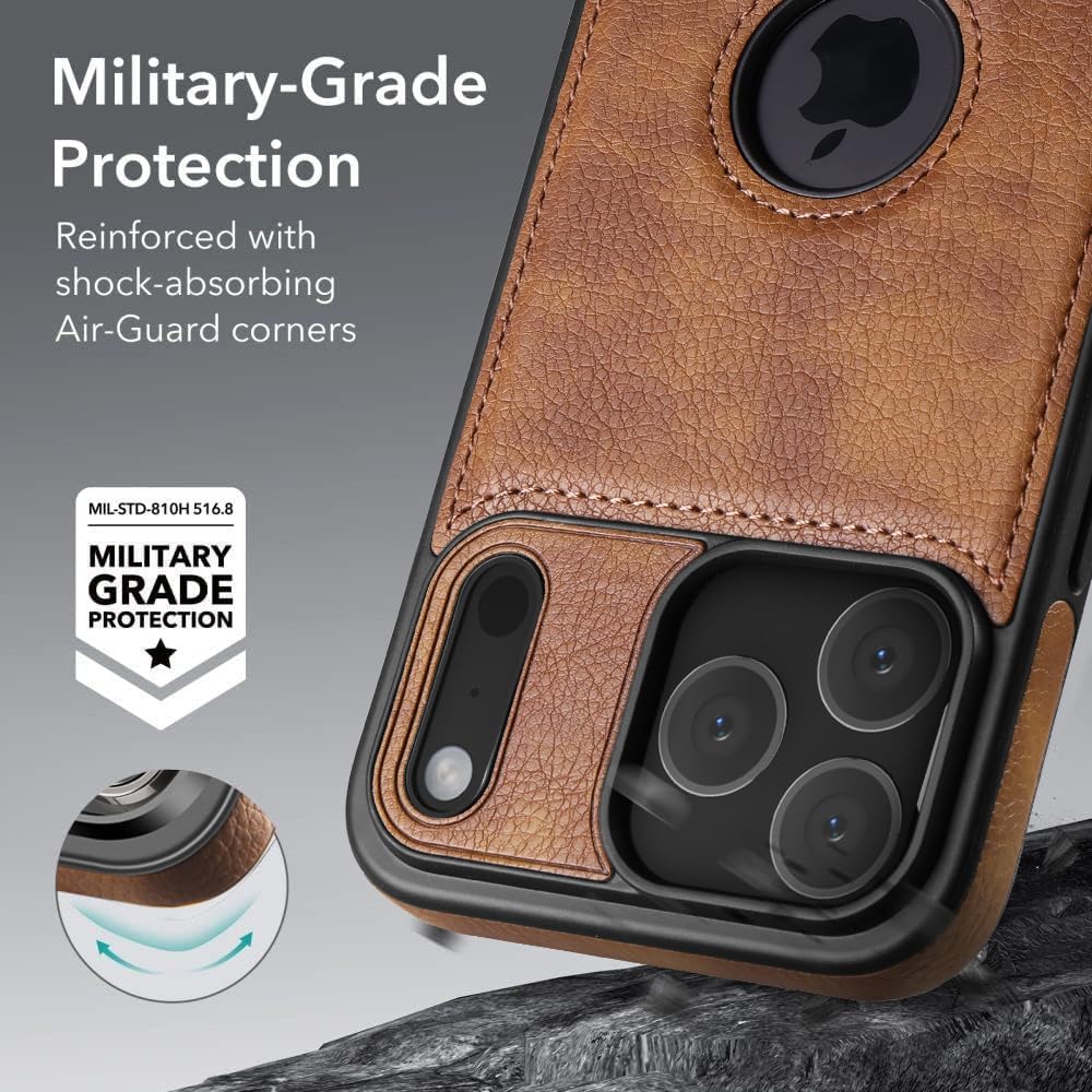 Designed for iPhone 17 Pro Max Leather Case with Stand, Protection Slim Adjustable Kickstand Phone Cover Compatible with iPhone 17 Pro Max (Brown) - Image 6