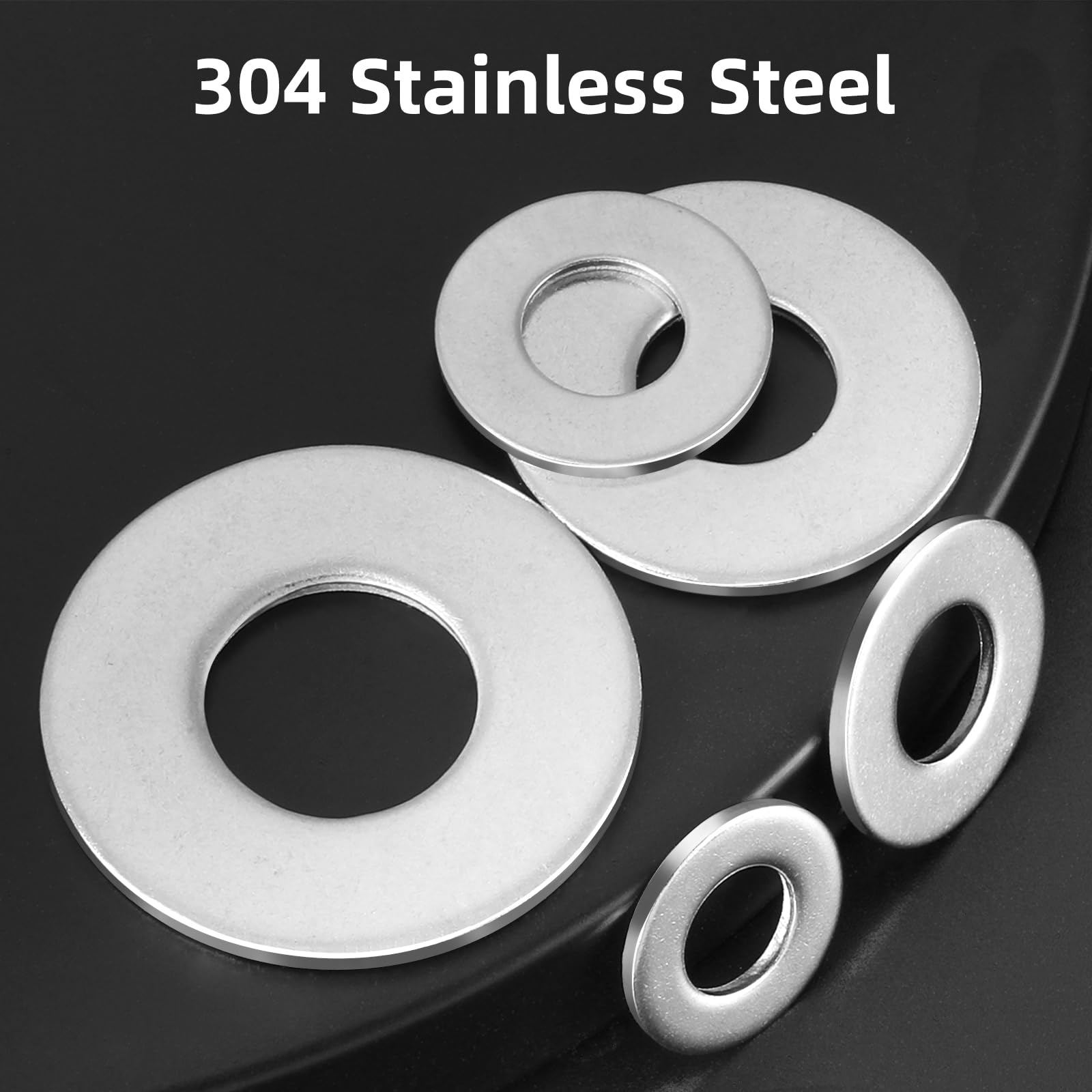 VGBUY 300 Stück #10 Flache Unterlegscheiben für Schrauben und Bolzen, 1/2 OD, Edelstahl 304 Dicke #10, Unterlegscheiben für Haus, Industrie, Innen und Außen