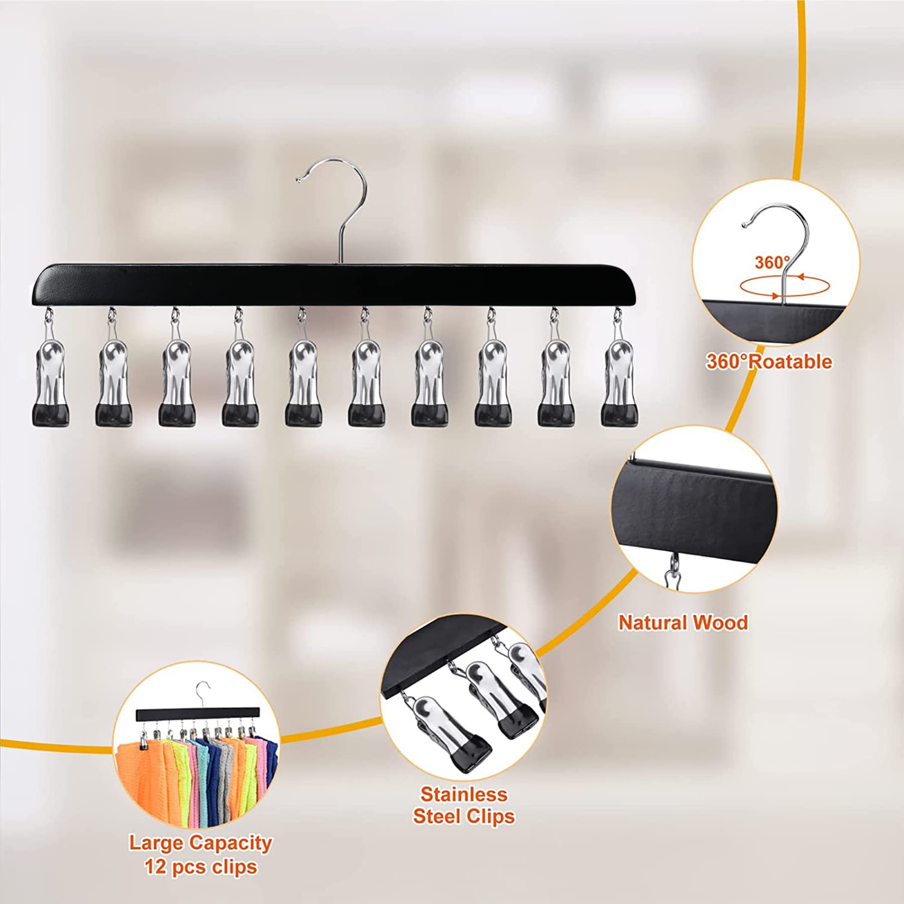 Organizer per leggings per armadio, grucce per pantaloni per armadio - Gancio organizer per leggings con clip multiple | Organizer per display appendibile per pantaloni da armadio portatile per leggin