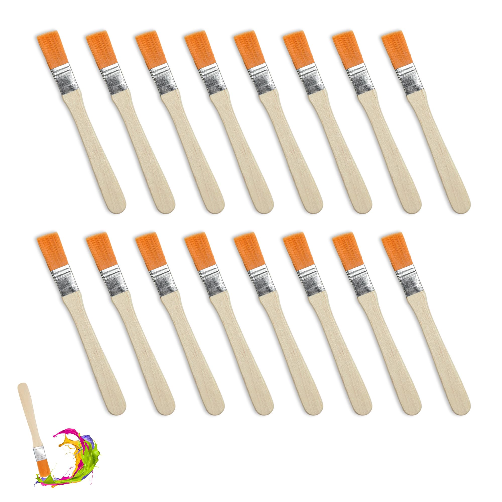 16 Pcs Half Inch Paint Brush 1/2 Inch Small Paintbrush, Small Paint Brushes - Soft Bristle Wood Handle Trim Painting Brush for Walls Doors Cabinets Furniture Touch up & Crafts