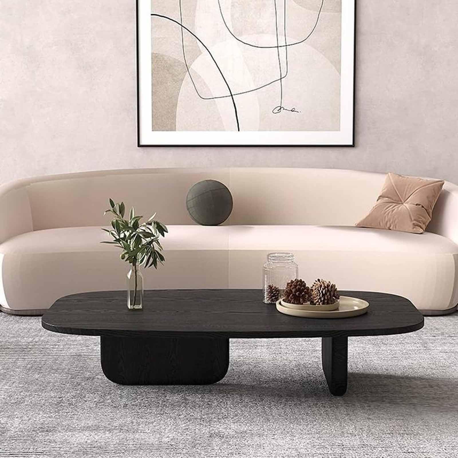 Amazon.co.jp: ミッドセンチュリー楕円形コーヒーテーブル、無垢材