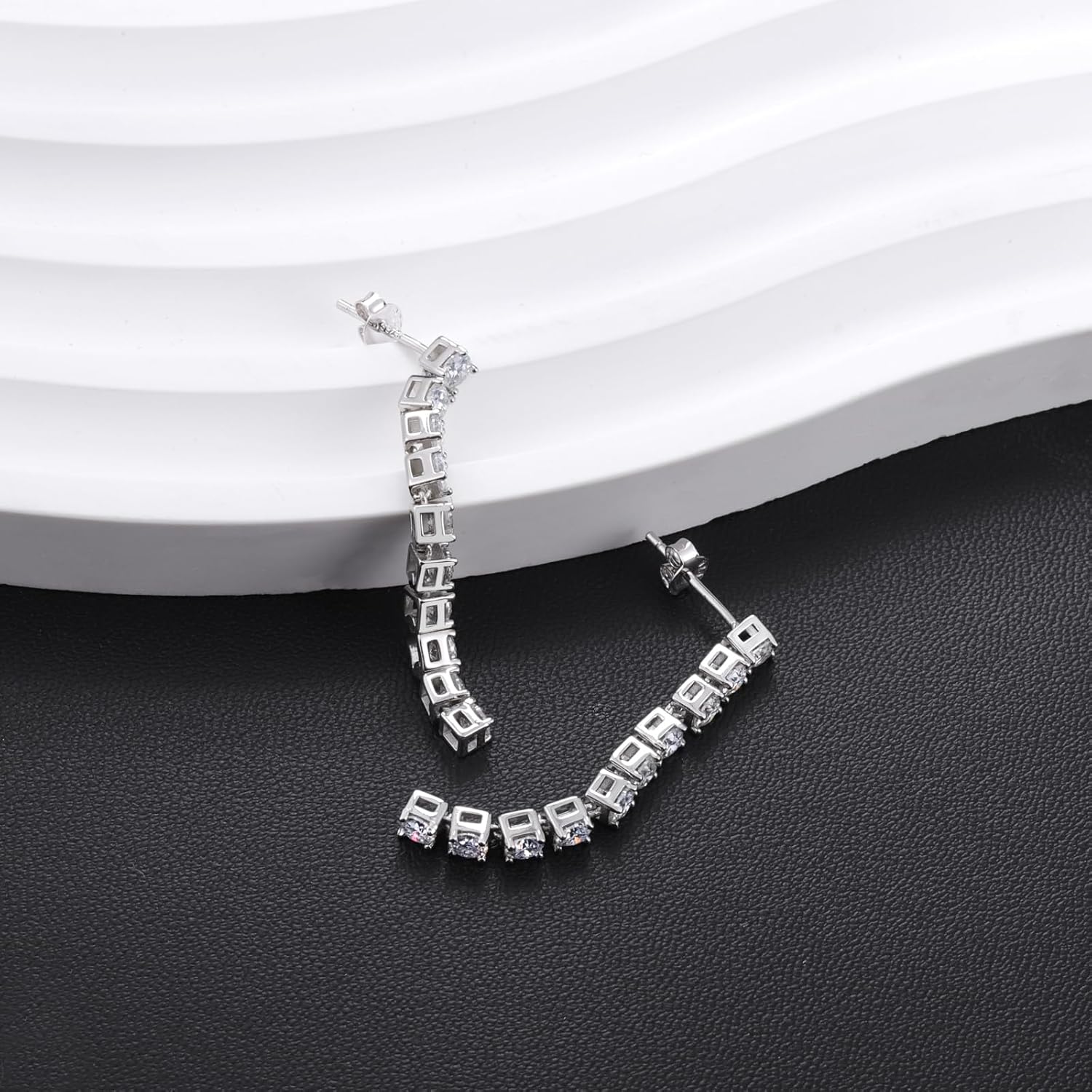 Moissanite Dangle Earrings for Women: 925 Sterling Silver Moissanite Tennis Earrings Moissan Tassel Jewelry Linear Drop Earring for Wife Lover Anniversary Birthday Christmas Gift