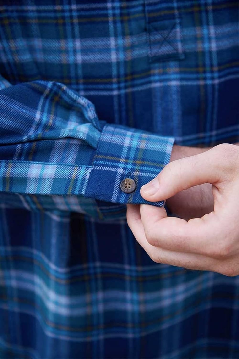 Lee Valley, Ireland Flannel Cotton Grandfather Shirt (US, Alpha, XX-Large, Regular, Regular, Blue and Navy Tartan) - Image 5