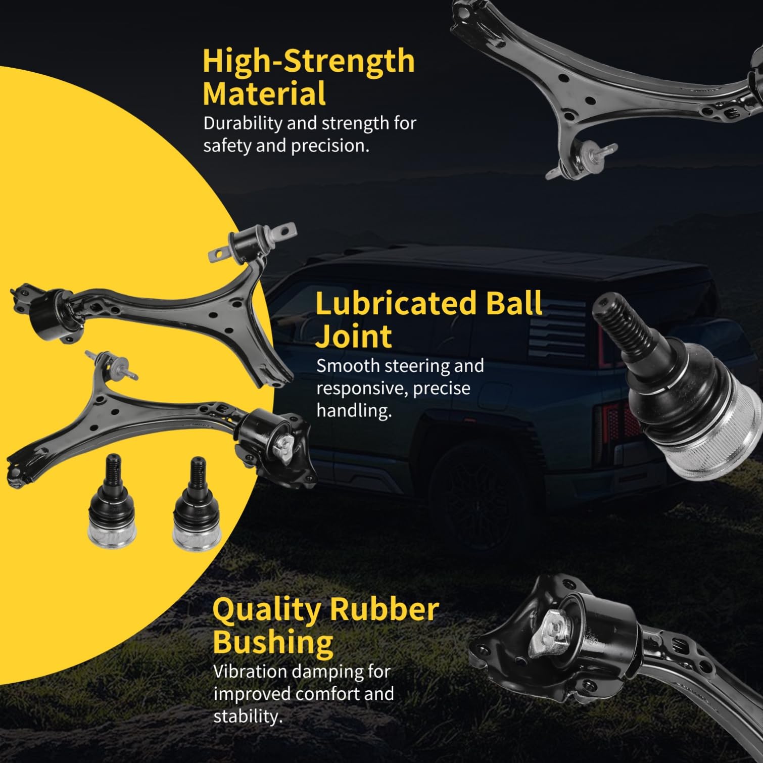 Brazo de control delantero inferior para Honda Accord 2013 2014 2015 2016 2017 K642509 K642517 K500315 + 2 rótulas – Juego de 4 juegos de suspensión