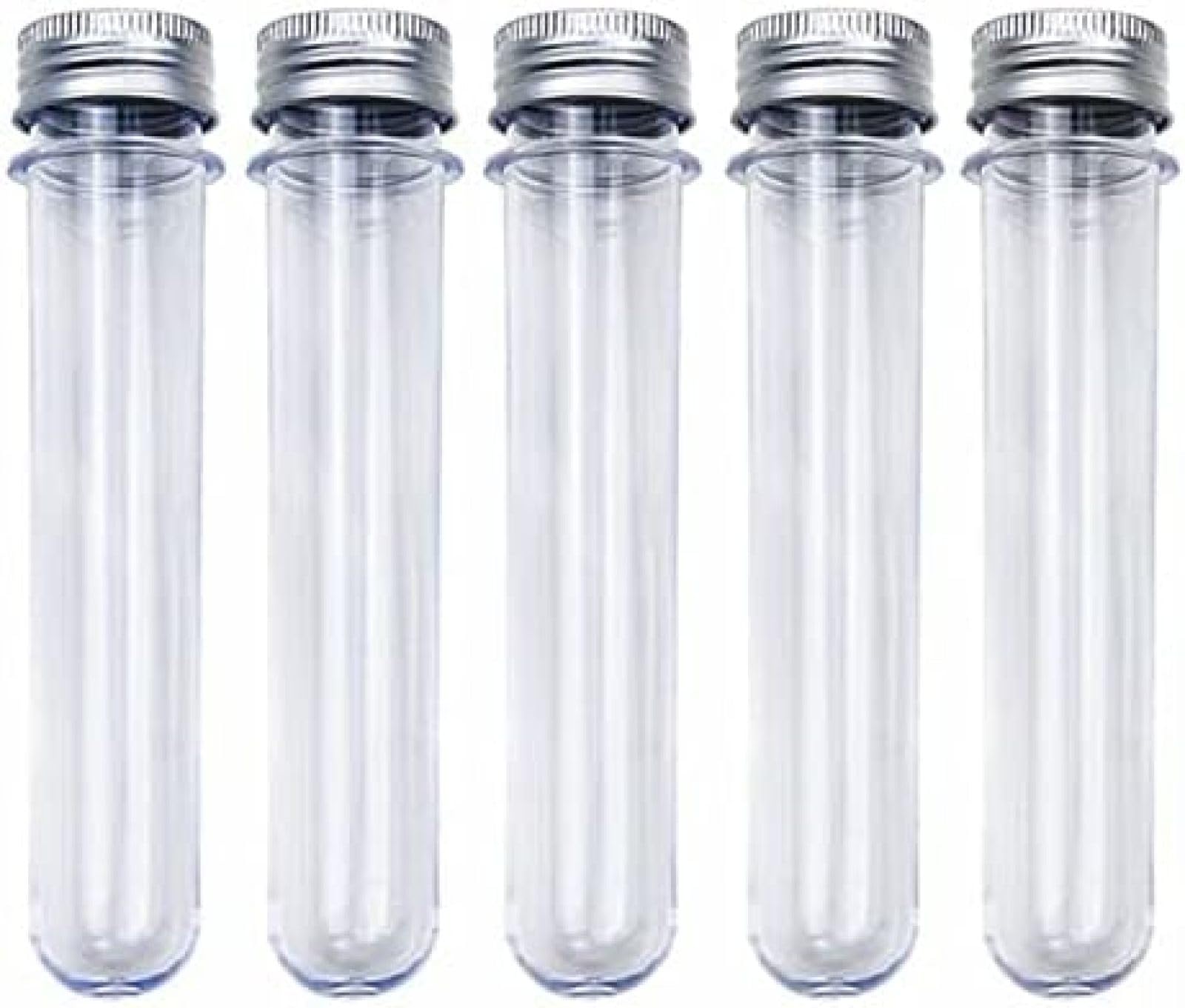 Provette in plastica 25 Pezzi 30ml Provette in plastica Trasparenti eccellenti con Tappo in Alluminio Bottiglie Materiale Scolastico Attrezzature da Laboratorio Provette in plastica da 25x11